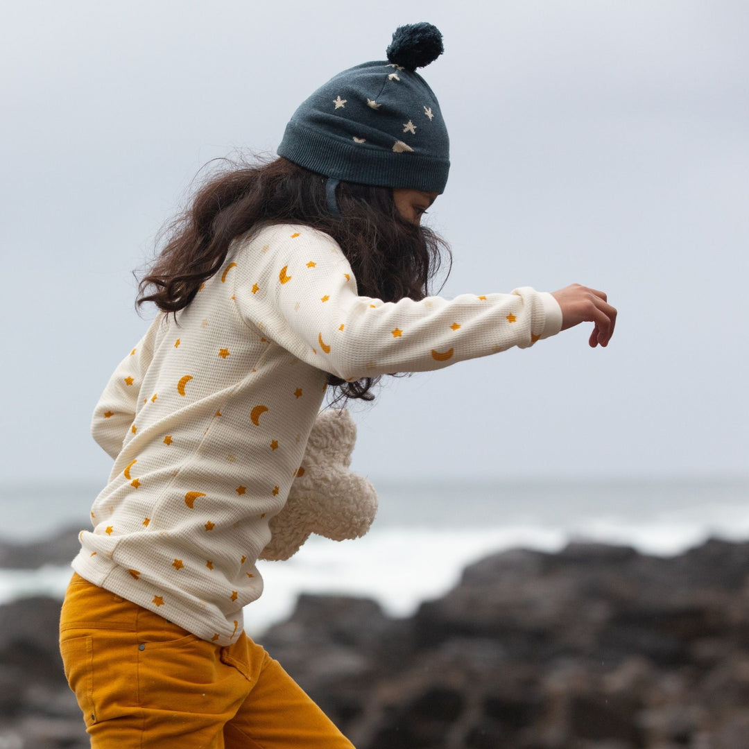 Golden Stars Knitted Hat & Baby Booties Set