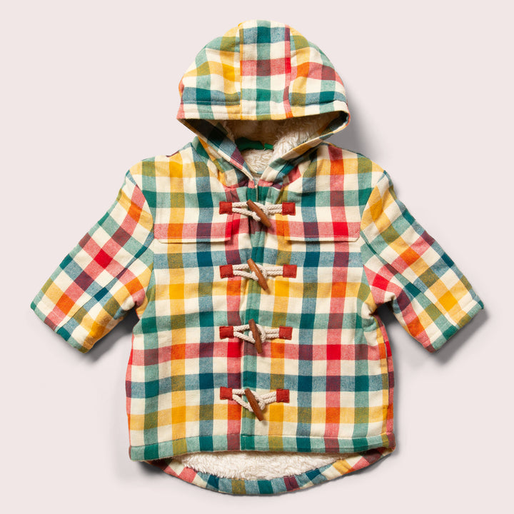 Rainbow Checked Sherpa Lined Duffle Coat