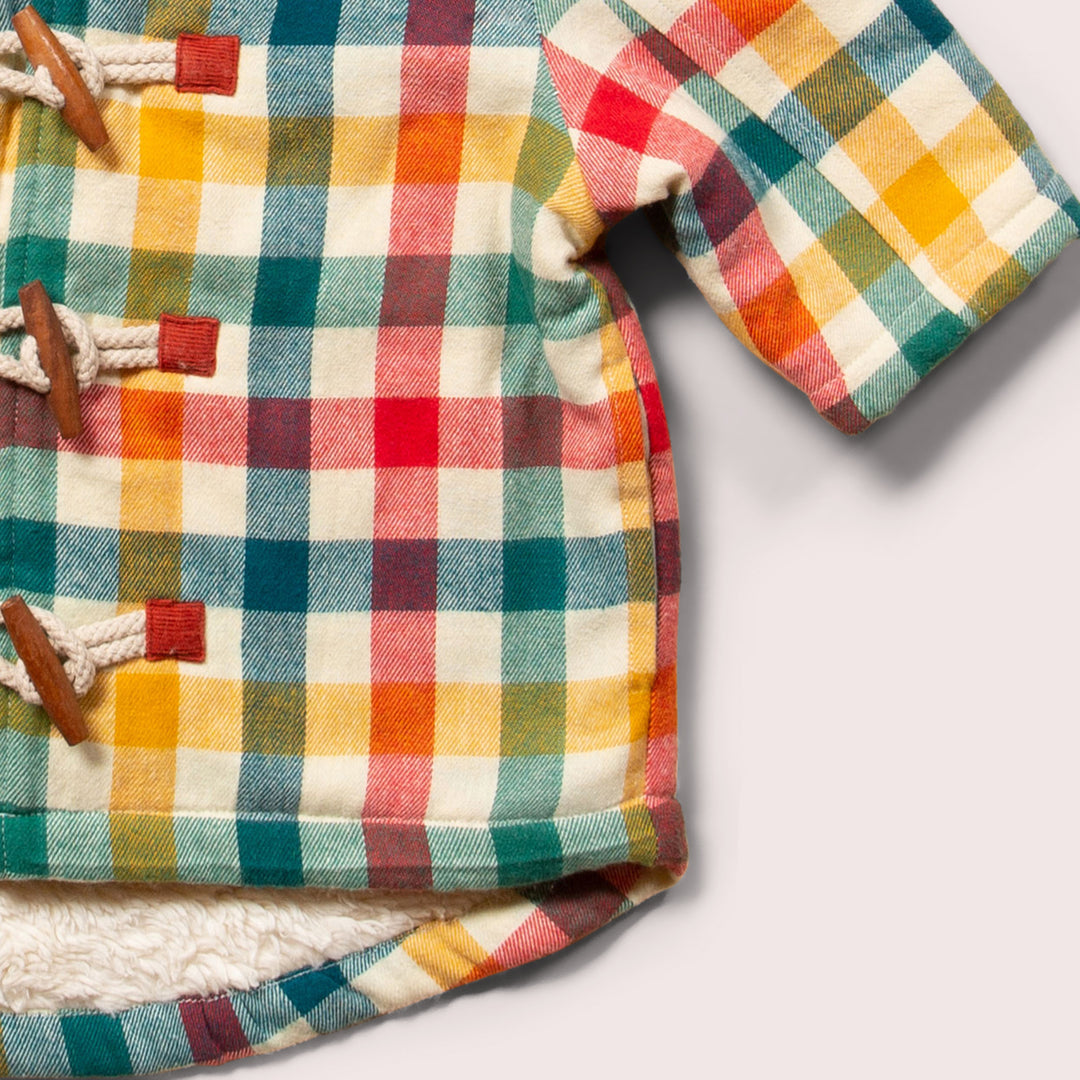 Rainbow Checked Sherpa Lined Duffle Coat