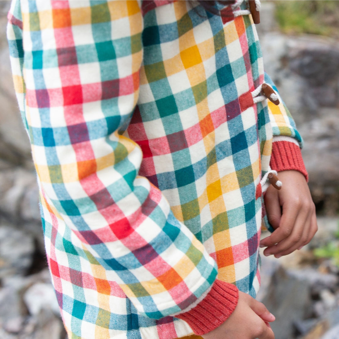 Rainbow Checked Sherpa Lined Duffle Coat