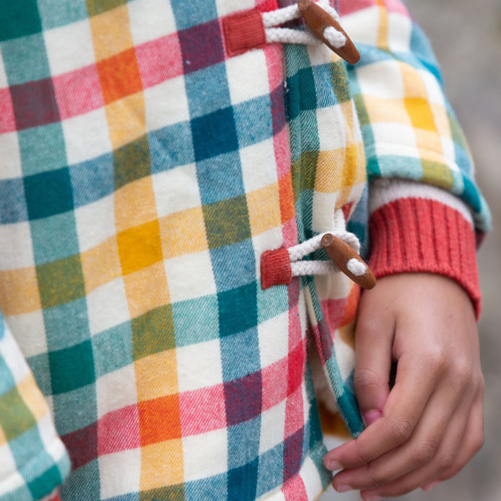 Rainbow Checked Sherpa Lined Duffle Coat