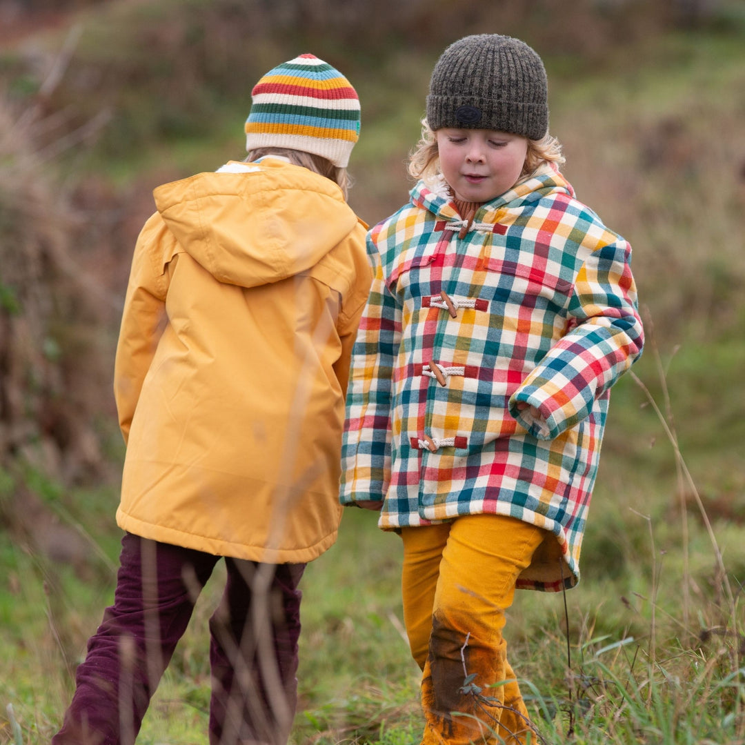 Rainbow Checked Sherpa Lined Duffle Coat