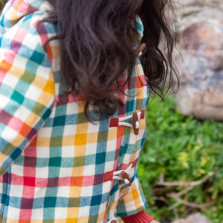 Rainbow Checked Sherpa Lined Duffle Coat