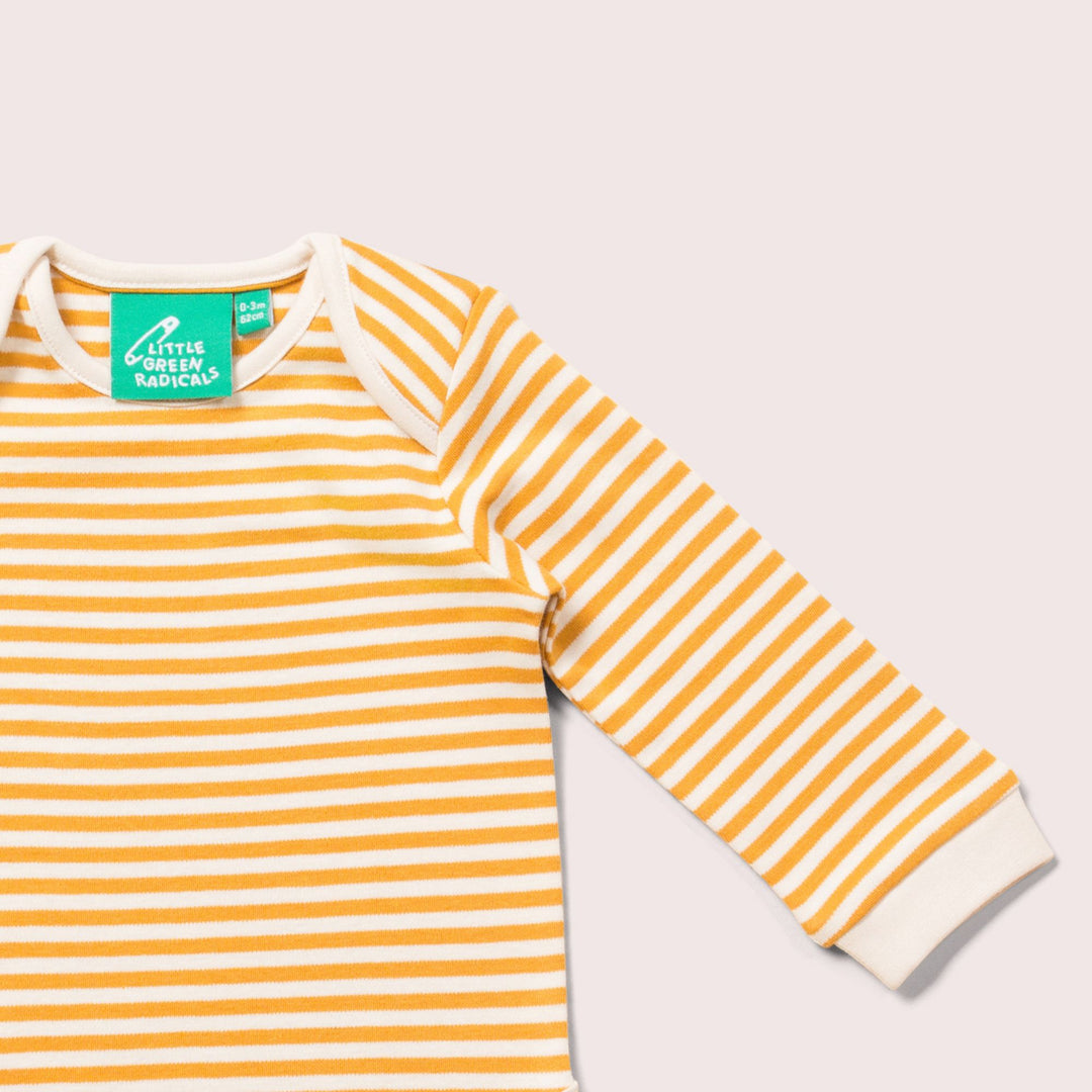 Golden & Green Striped Organic Baby Bodysuit Set - 2 Pack