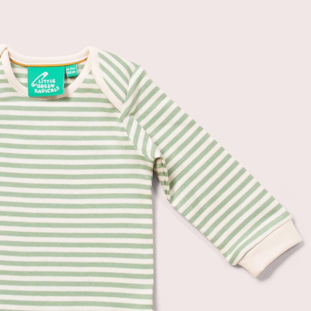 Golden & Green Striped Organic Baby Bodysuit Set - 2 Pack