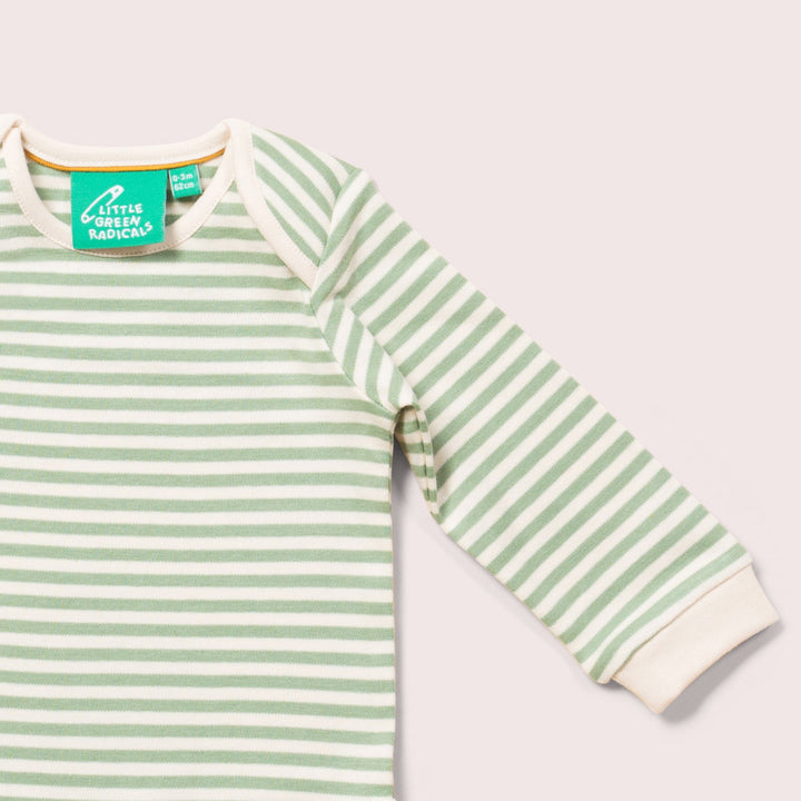 Golden & Green Striped Organic Baby Bodysuit Set - 2 Pack