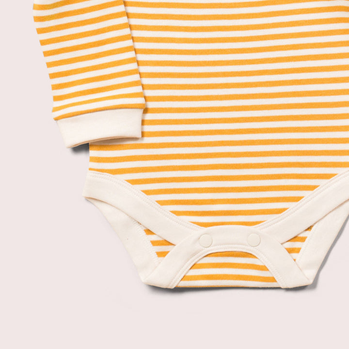 Golden & Green Striped Organic Baby Bodysuit Set - 2 Pack