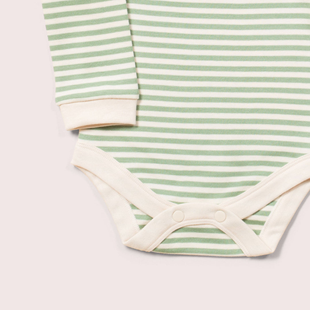 Golden & Green Striped Organic Baby Bodysuit Set - 2 Pack