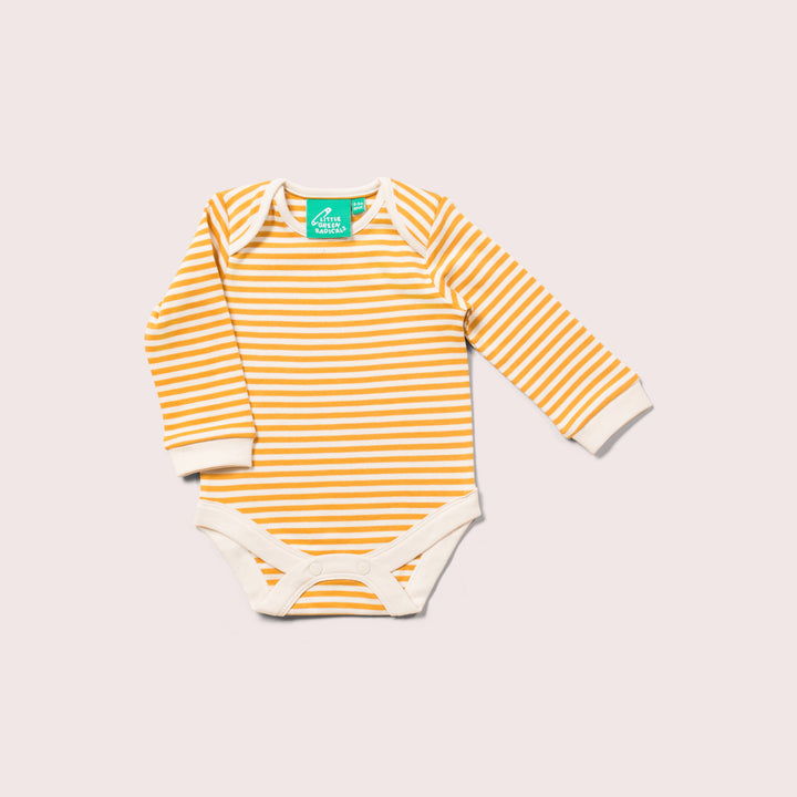 Golden & Green Striped Organic Baby Bodysuit Set - 2 Pack