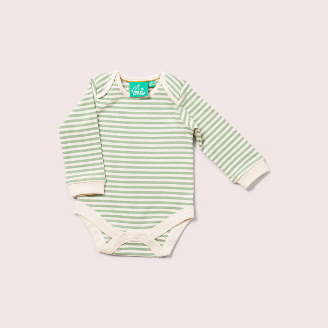 Golden & Green Striped Organic Baby Bodysuit Set - 2 Pack