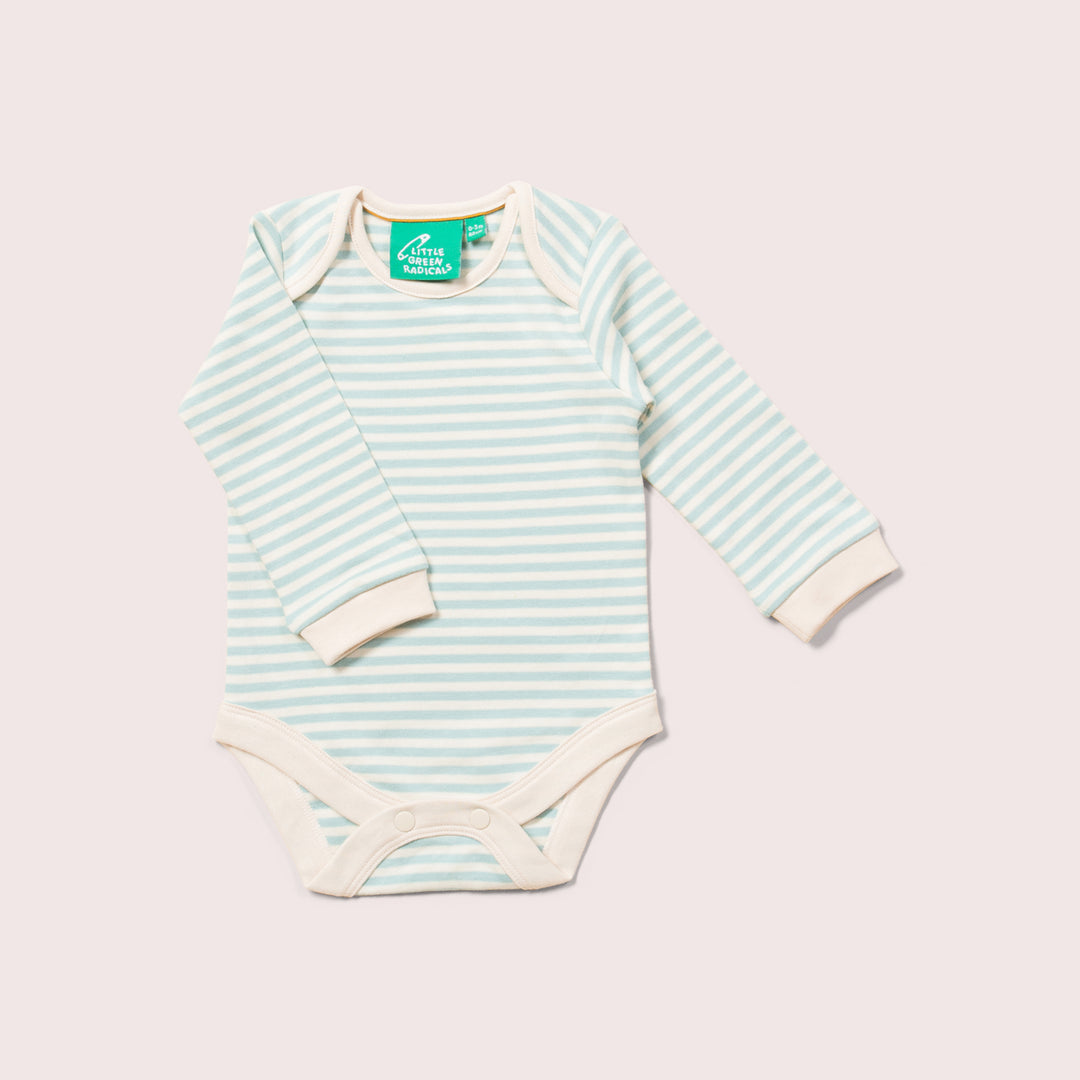 Red & Pale Blue Striped Organic Baby Bodysuit Set - 2 Pack