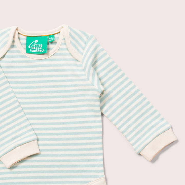 Red & Pale Blue Striped Organic Baby Bodysuit Set - 2 Pack