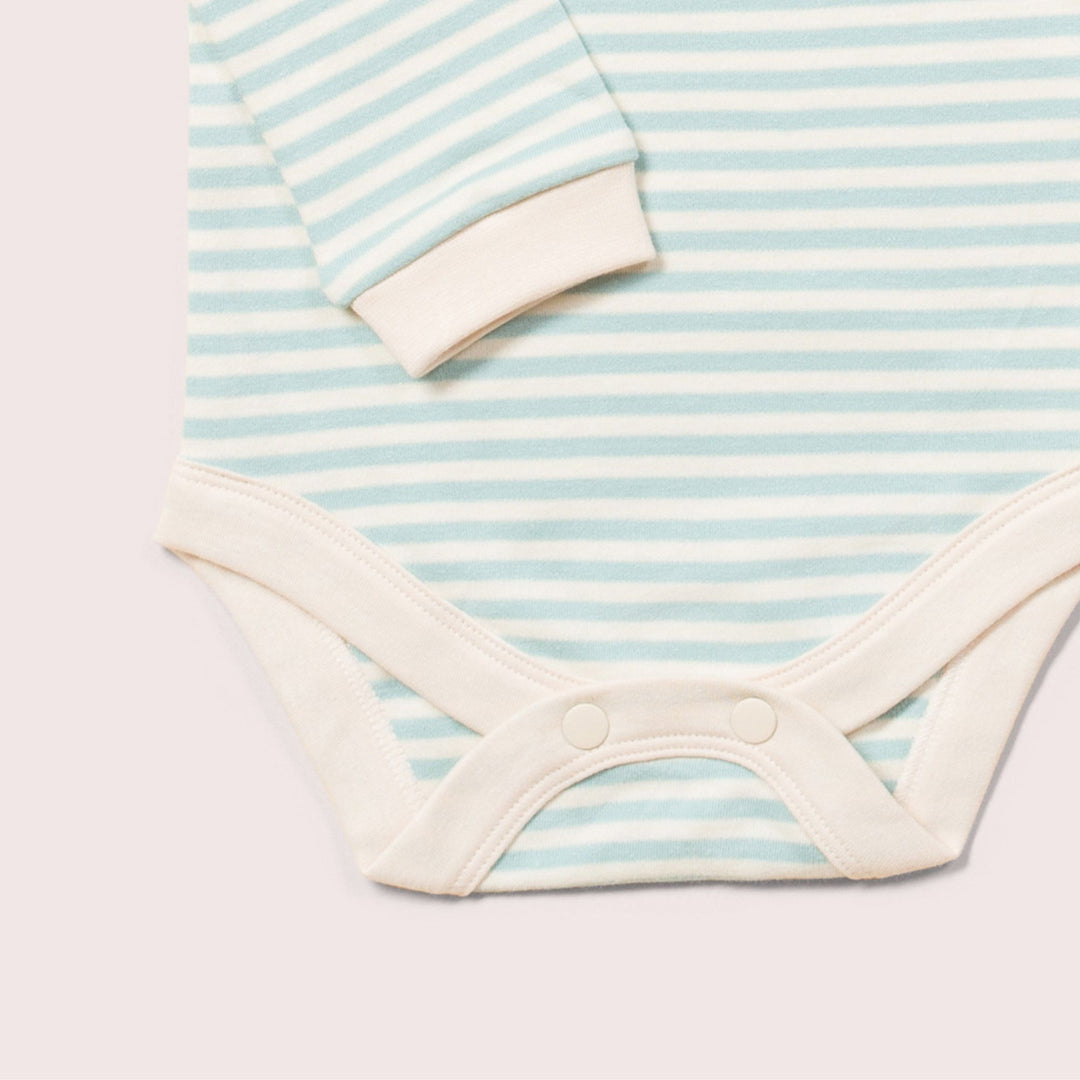 Red & Pale Blue Striped Organic Baby Bodysuit Set - 2 Pack