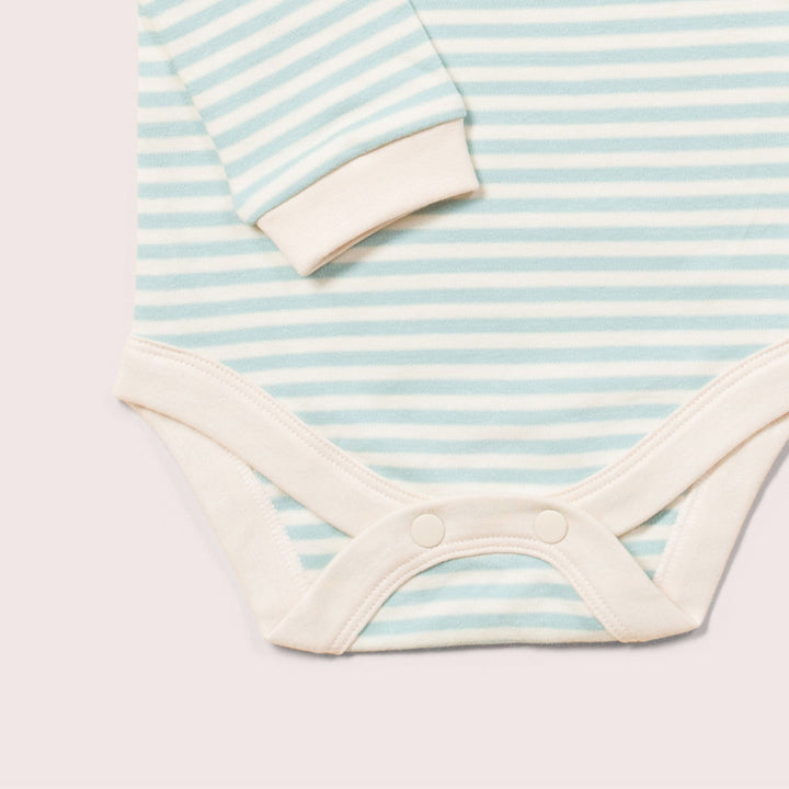 Red & Pale Blue Striped Organic Baby Bodysuit Set - 2 Pack