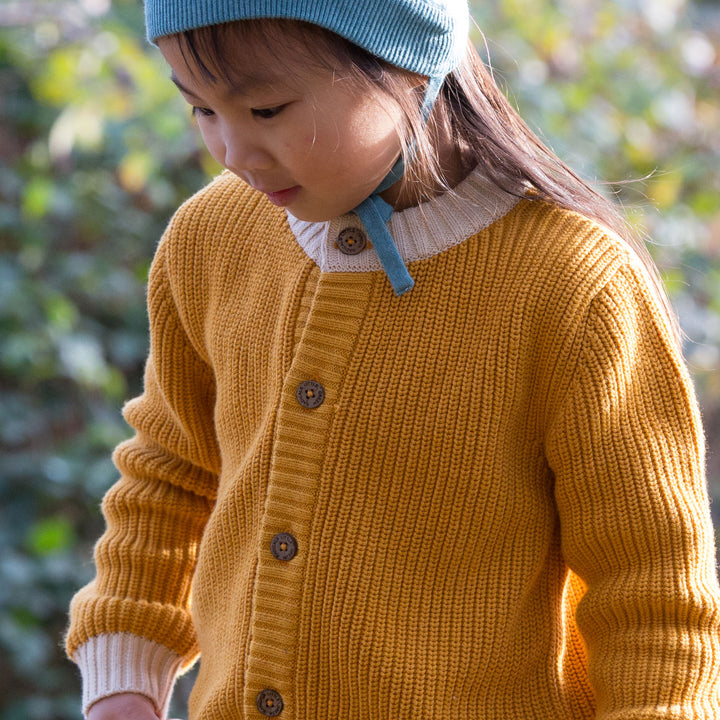 From One To Another Gold Snuggly Knitted Cardigan