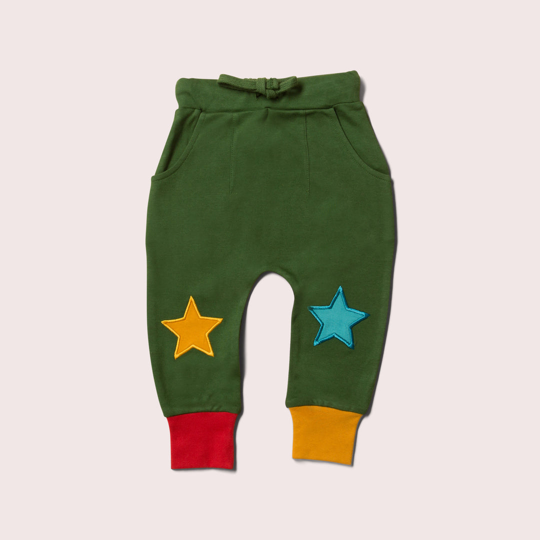 Woodland Green Knee Patch Star Joggers