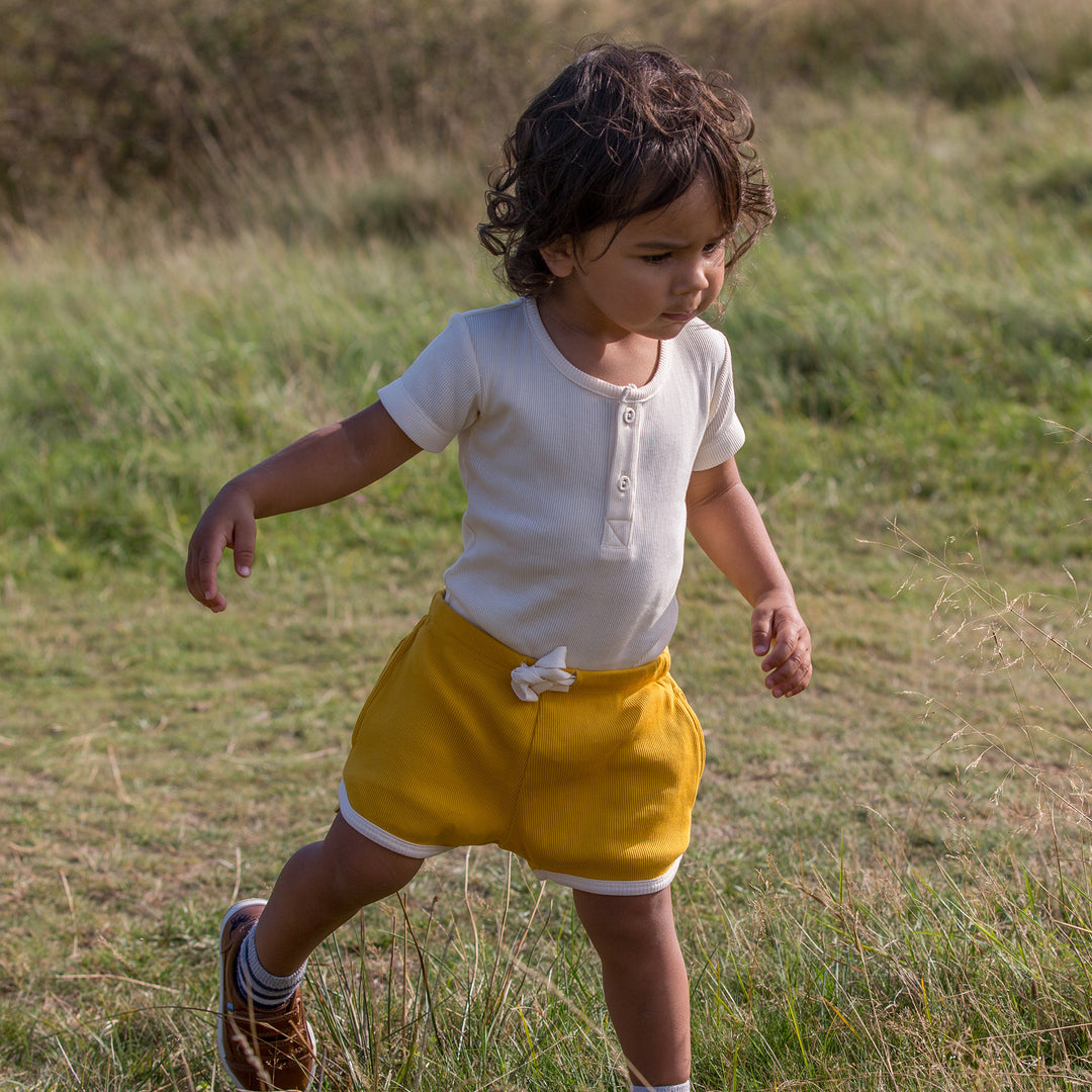 Pale Gold Rib Essential Shorts