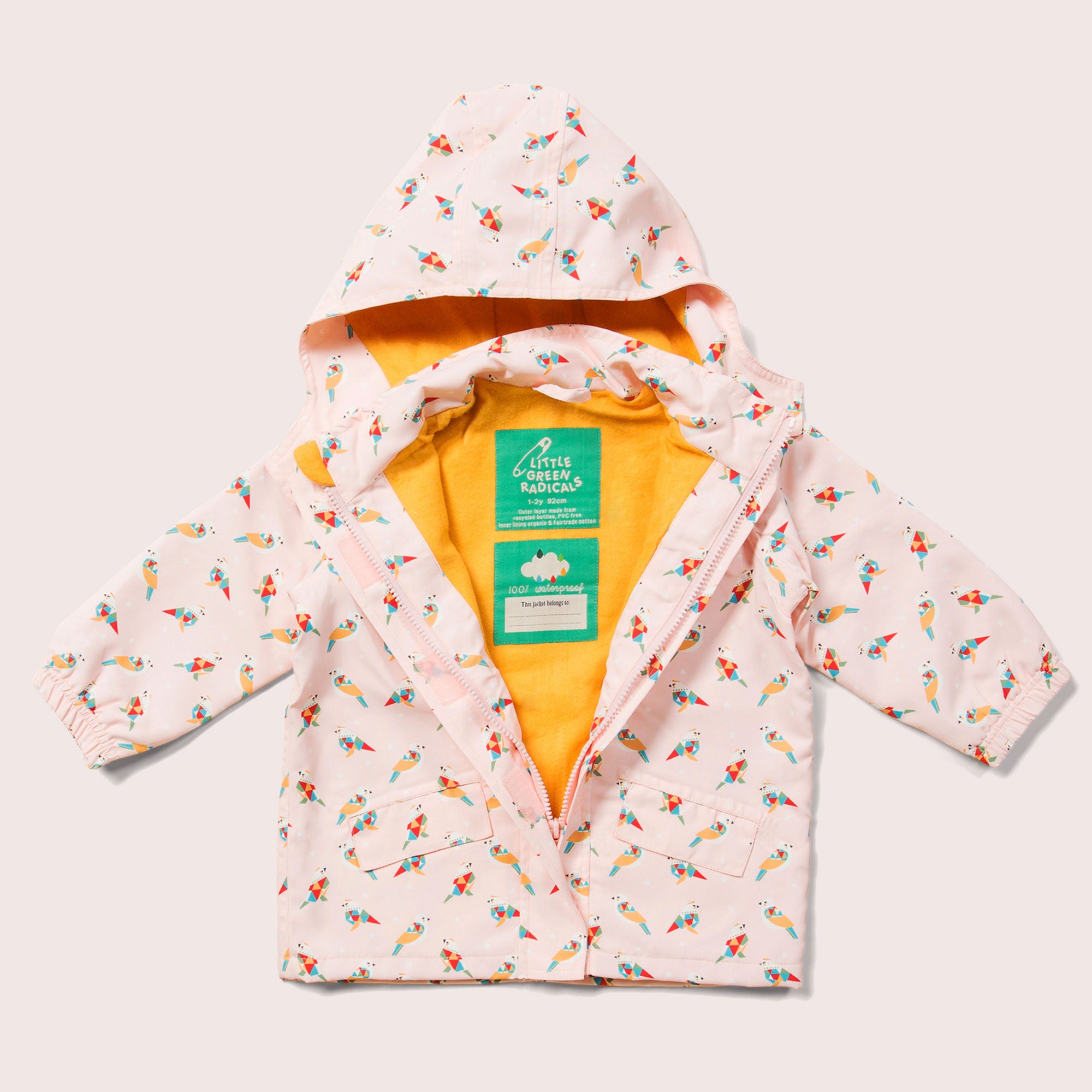 Origami Birds Waterproof Recycled Raincoat
