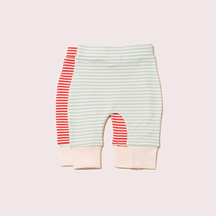 Red & Blue Striped Organic Wriggle Bottom Set - 2 Pack