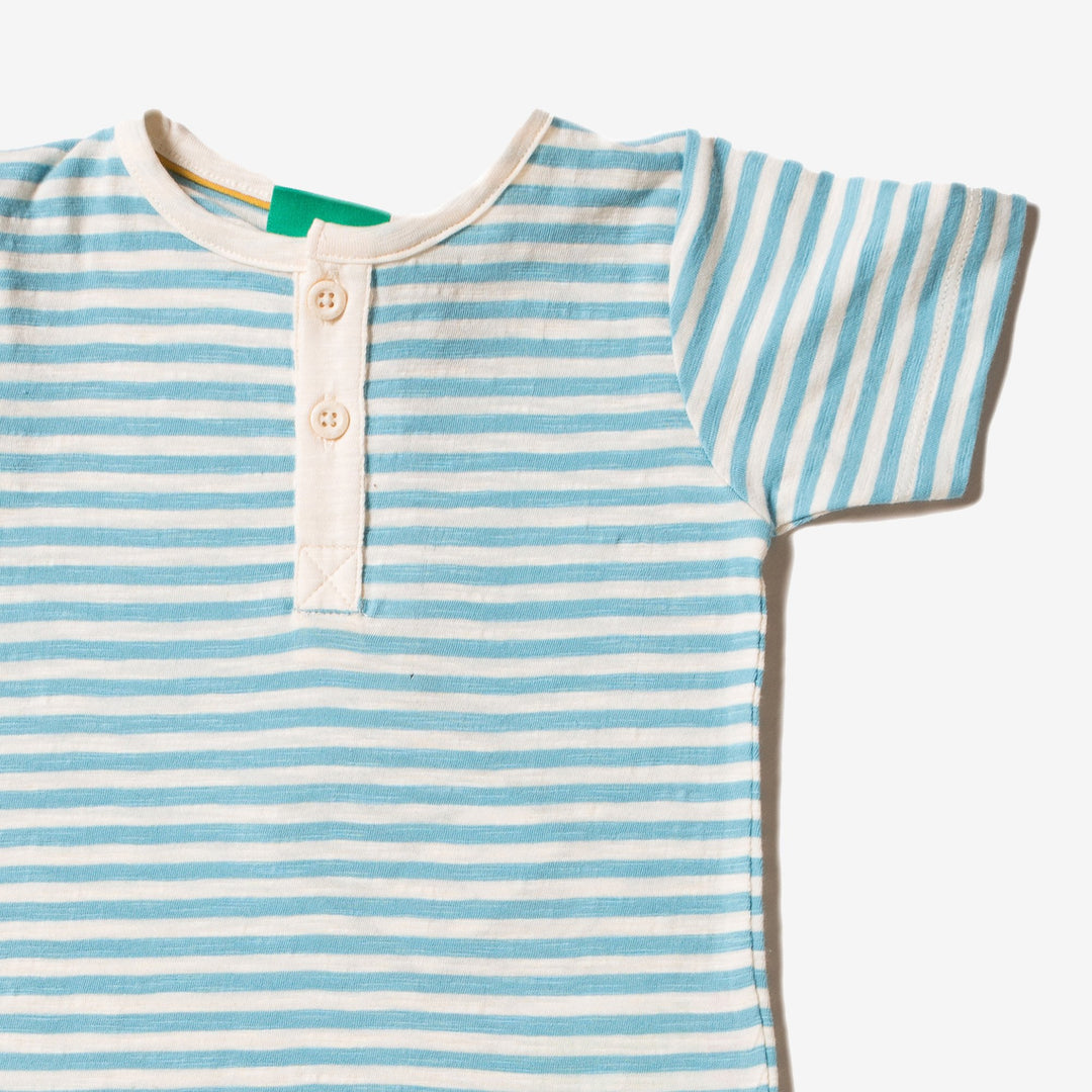 Corn Silk Blue Stripe Short Sleeve Everyday T-Shirt