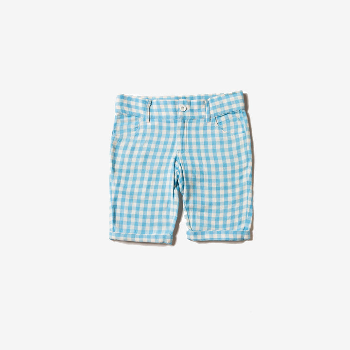 Corn Silk Blue Check Sunshine Shorts