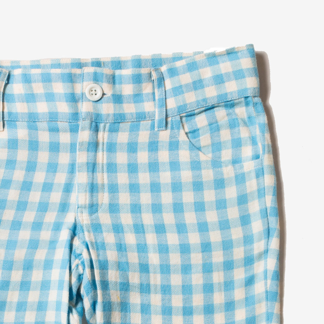 Corn Silk Blue Check Sunshine Shorts