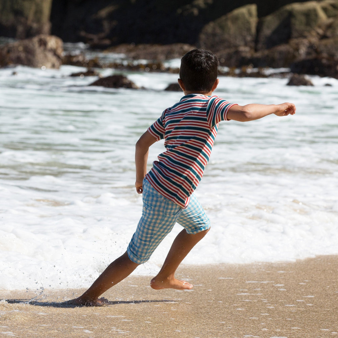 Corn Silk Blue Check Sunshine Shorts