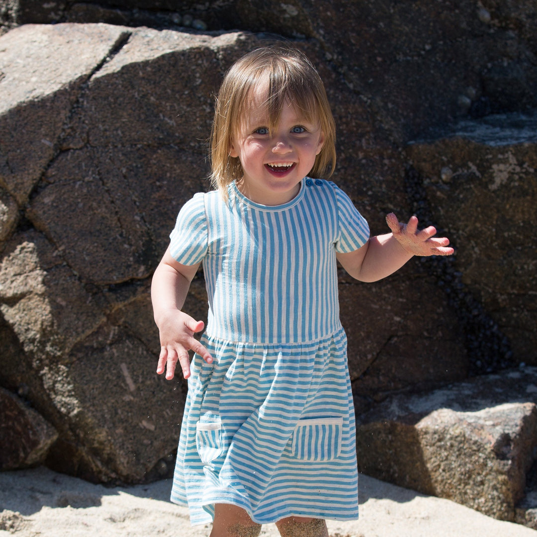 Corn Silk Blue Stripes Forever Dress Little Green Radicals Wholesale Corn Silk Blue Stripes Forever Dress Little Green Radicals Wholesale