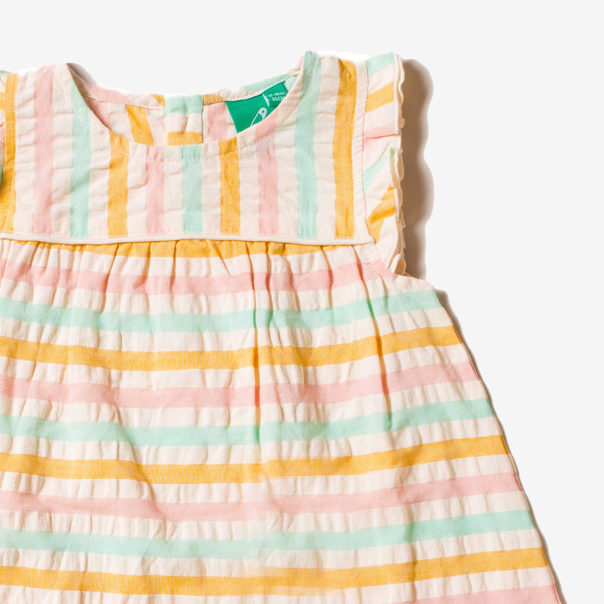 Dusky Pink Seersucker Frill Dress