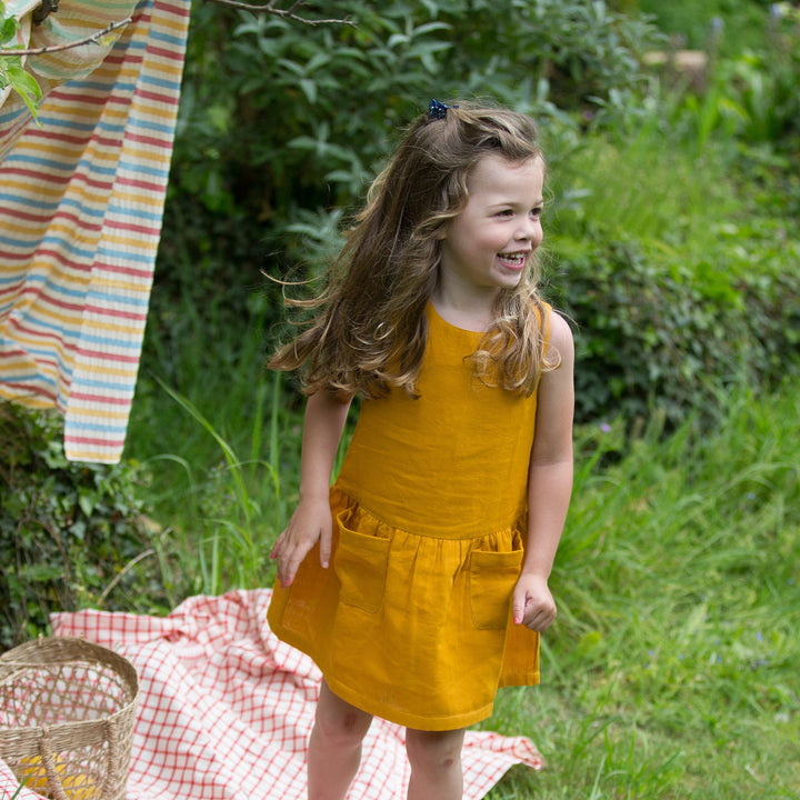 Gold Embroidered Pocket Dress