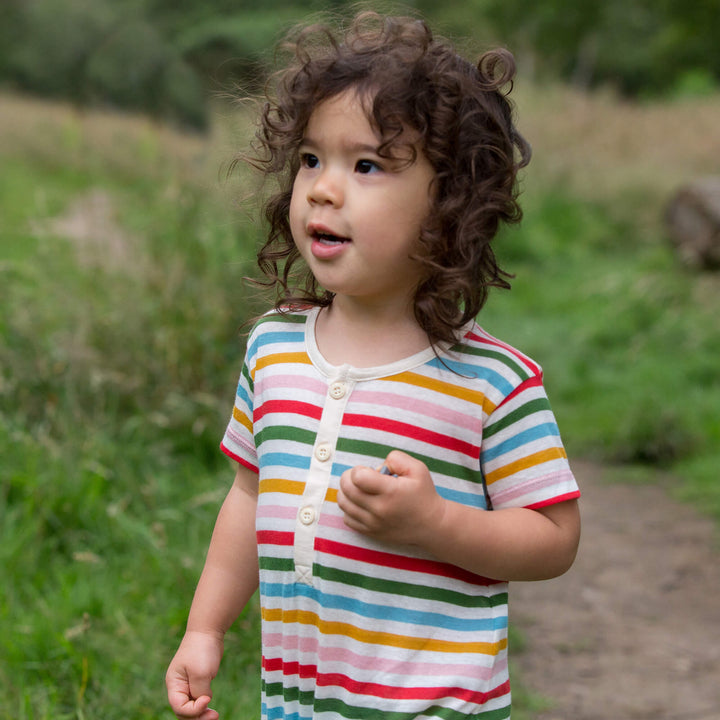 Rainbow Striped Organic Shortie Romper