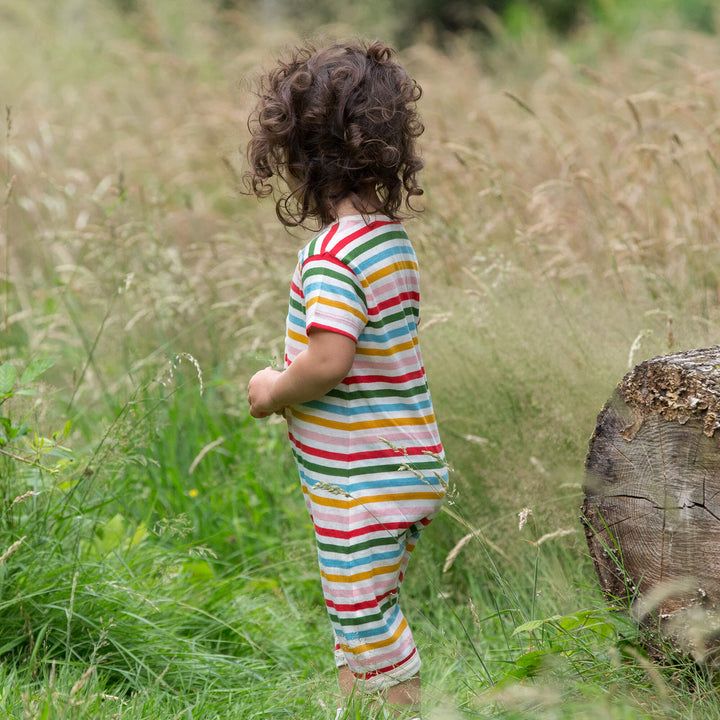 Rainbow Striped Organic Shortie Romper