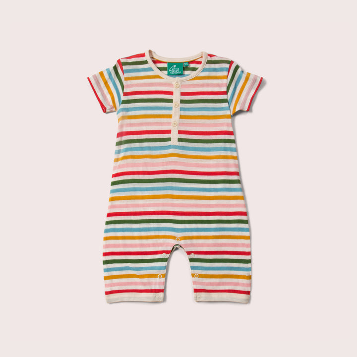 Rainbow Striped Organic Shortie Romper