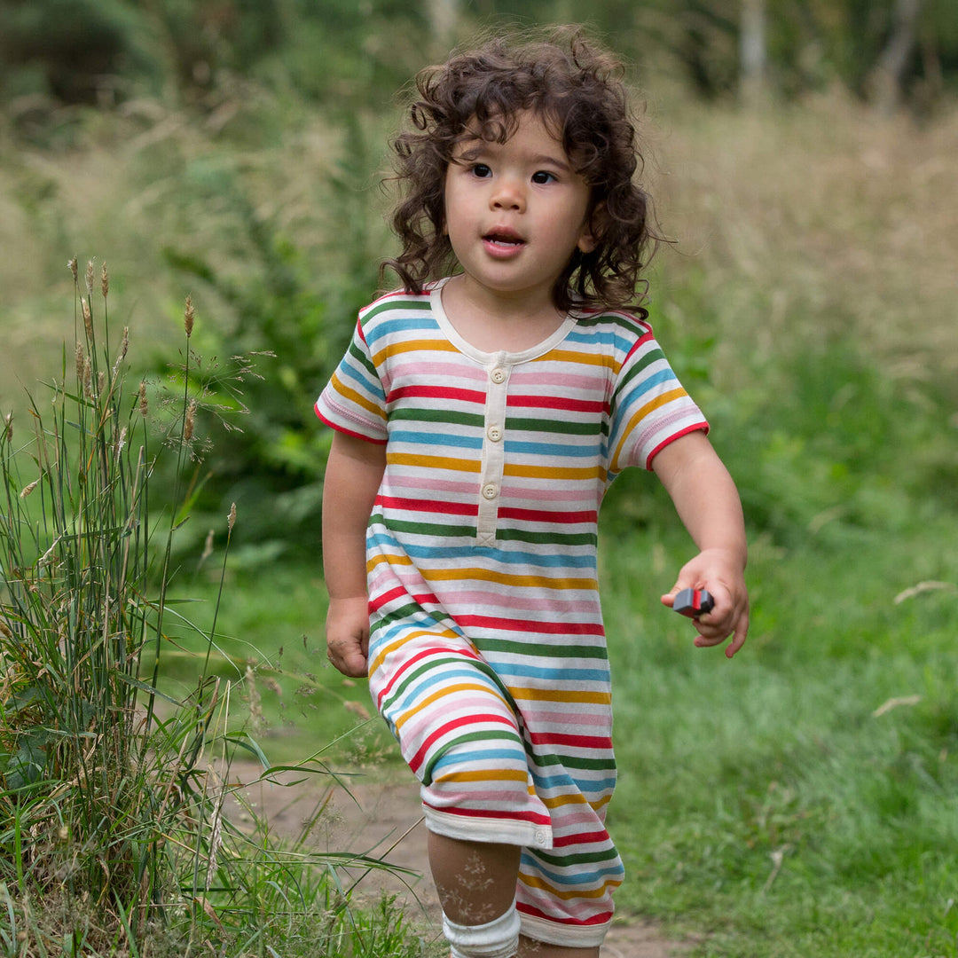 Rainbow Striped Organic Shortie Romper