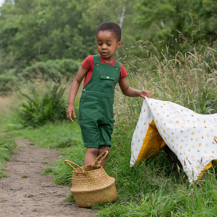 Green Pocket Shortie Dungarees