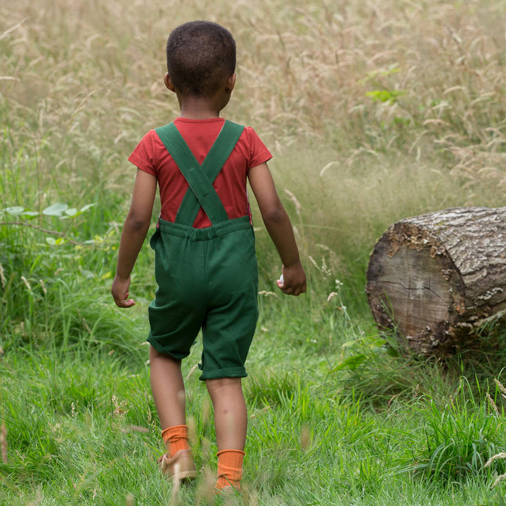 Green Pocket Shortie Dungarees