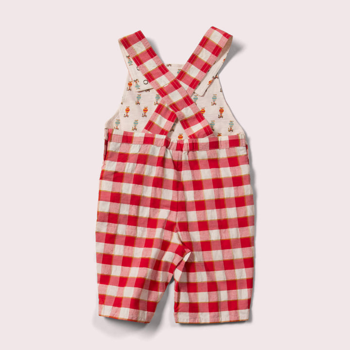 Red Check Shortie Dungarees