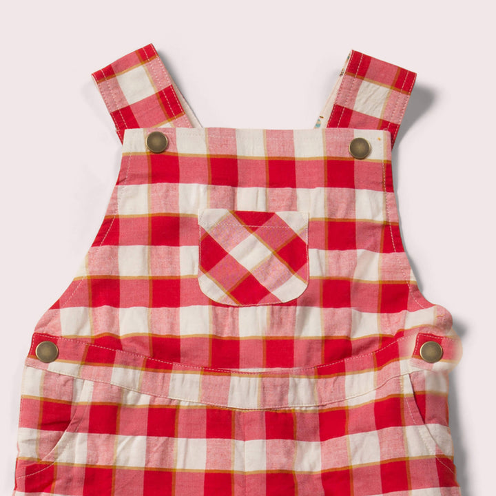 Red Check Shortie Dungarees