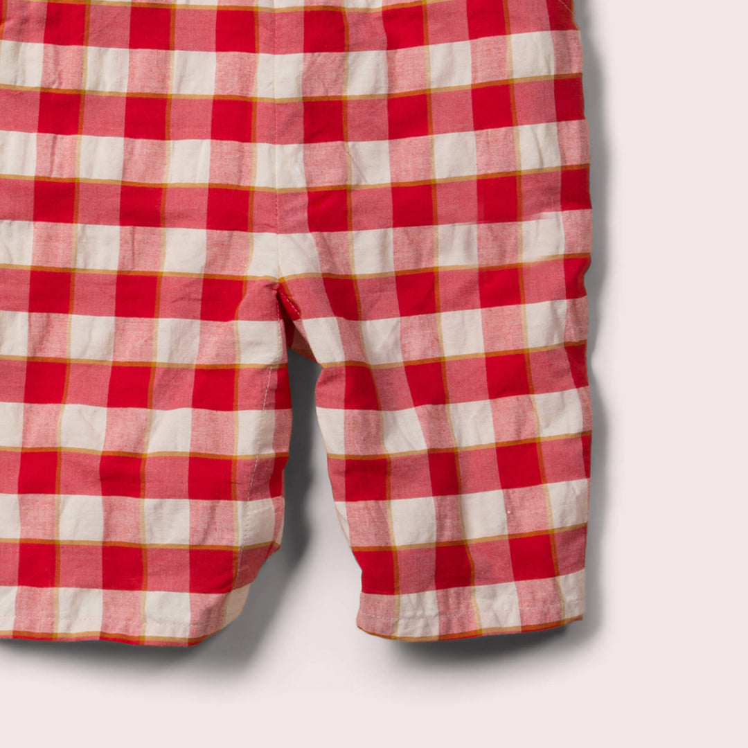 Red Check Shortie Dungarees