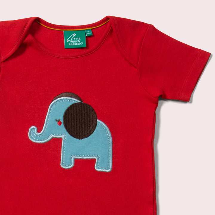 Little Elephant Applique Short Sleeve T-Shirt