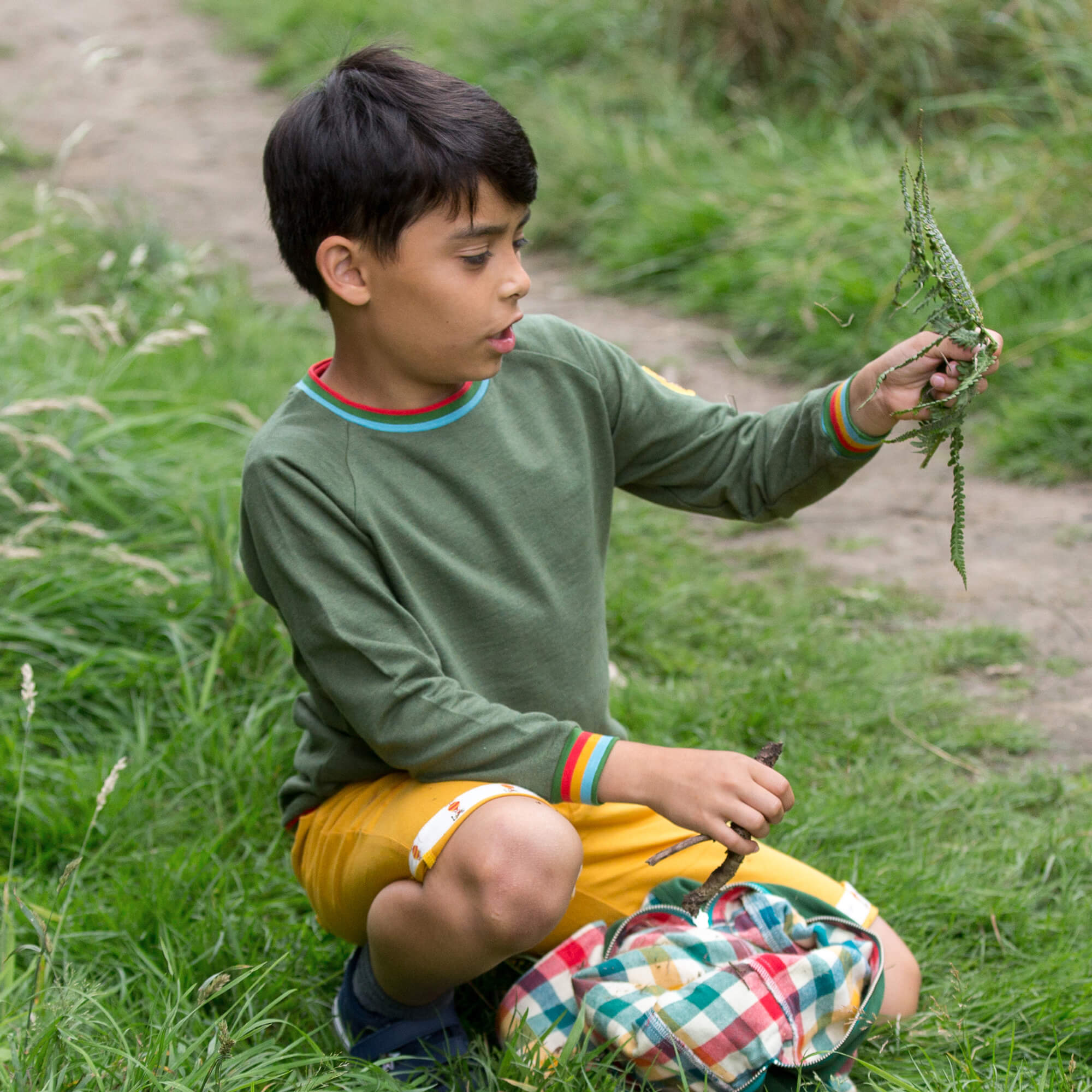 Green Marl Raglan Rainbow Sweatshirt