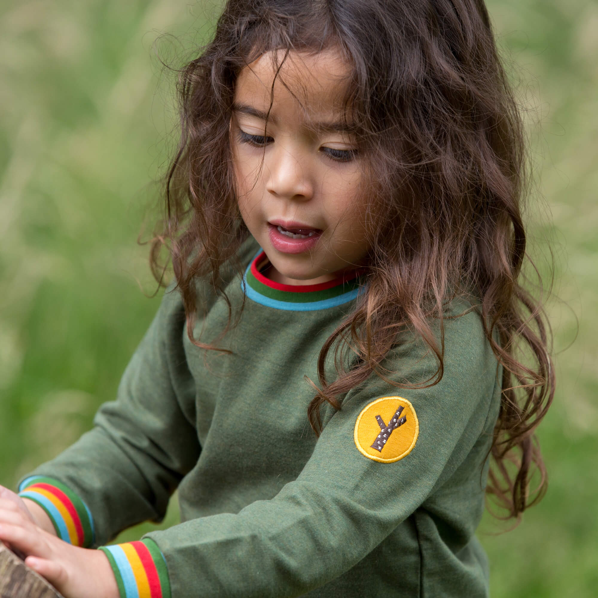 Green Marl Raglan Rainbow Sweatshirt