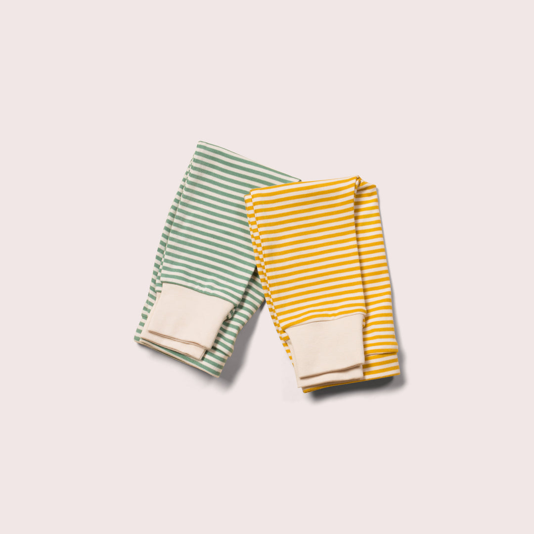 Gold & Green Striped Organic Wriggle Bottom Set - 2 Pack