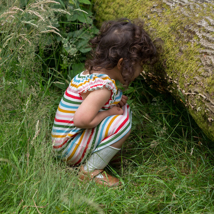 Rainbow Striped Pocket Playdays Dress