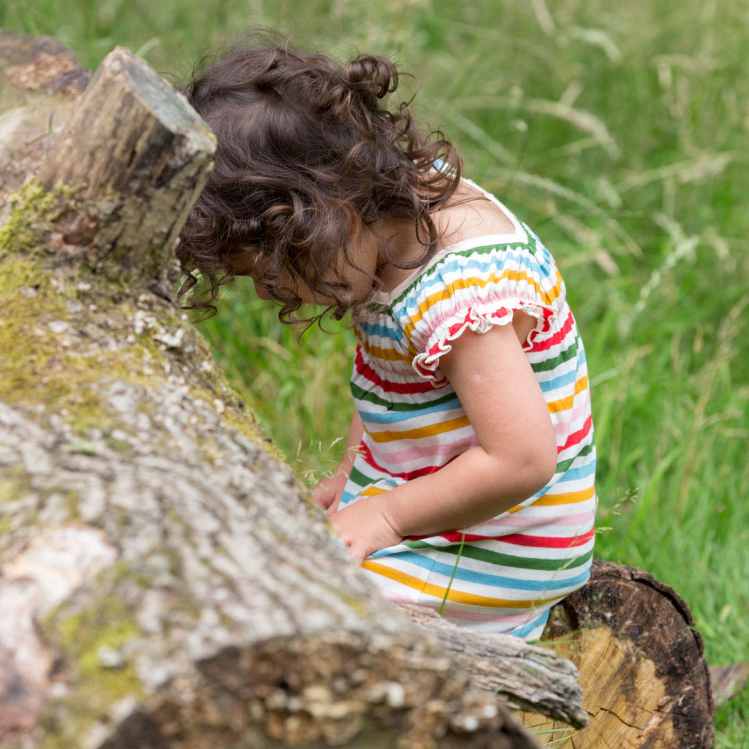 Rainbow Striped Pocket Playdays Dress