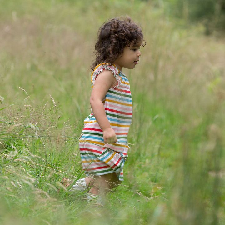 Rainbow Striped Pocket Playdays Dress