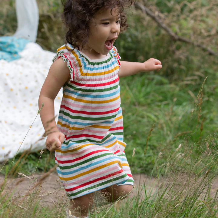 Rainbow Striped Pocket Playdays Dress