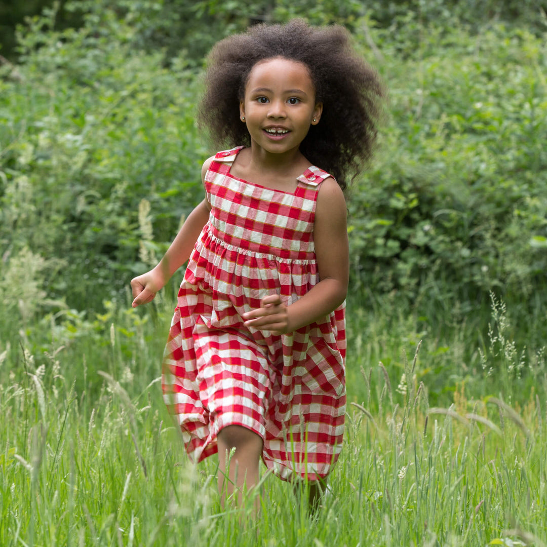 Red Check Pinny Dress s23