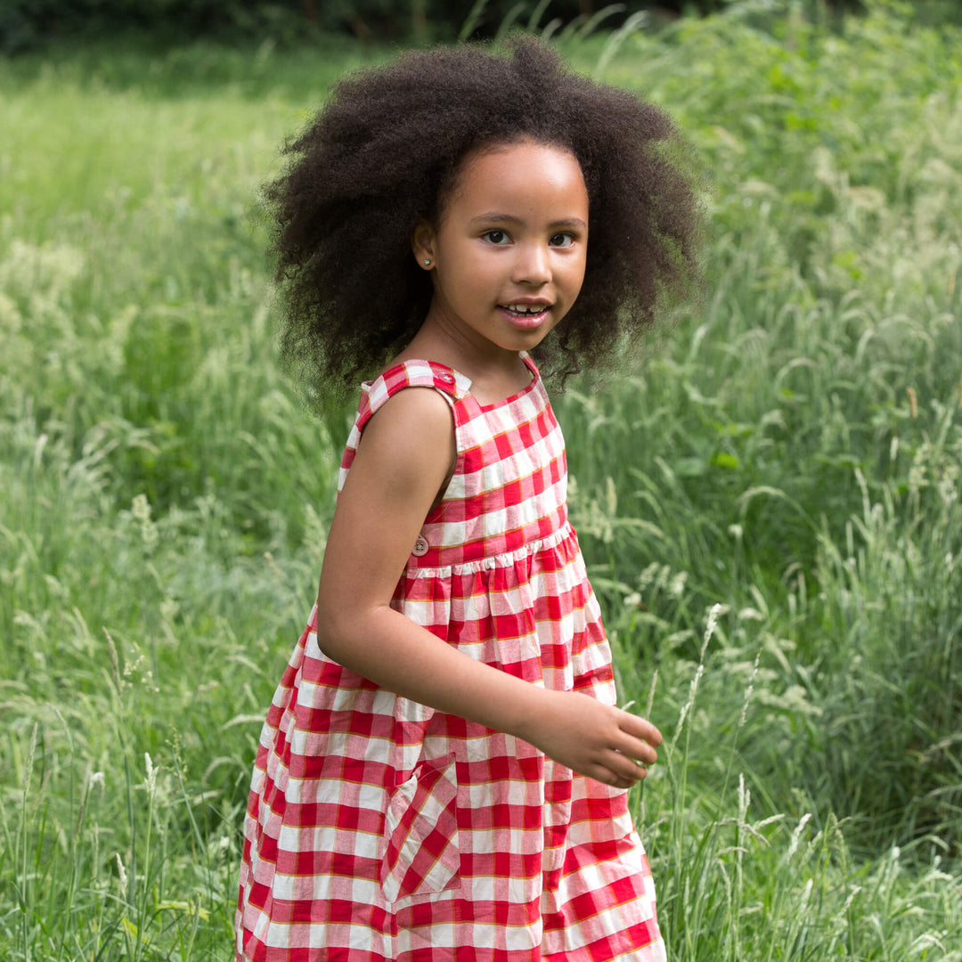 Red Check Pinny Dress s23