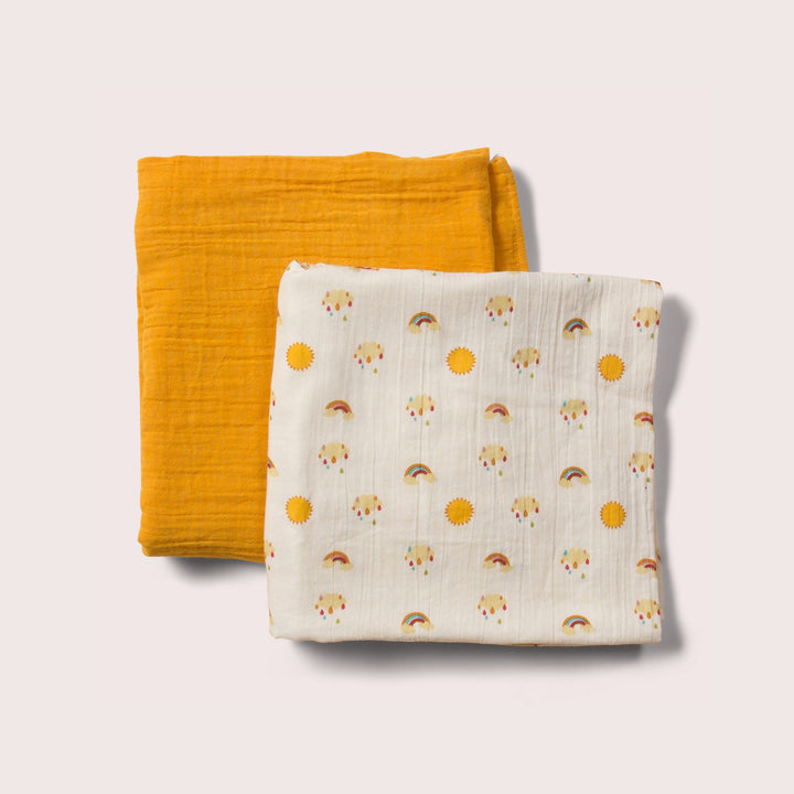 Sunshine and Rainbows Organic Baby Muslin Set - 2 Pack